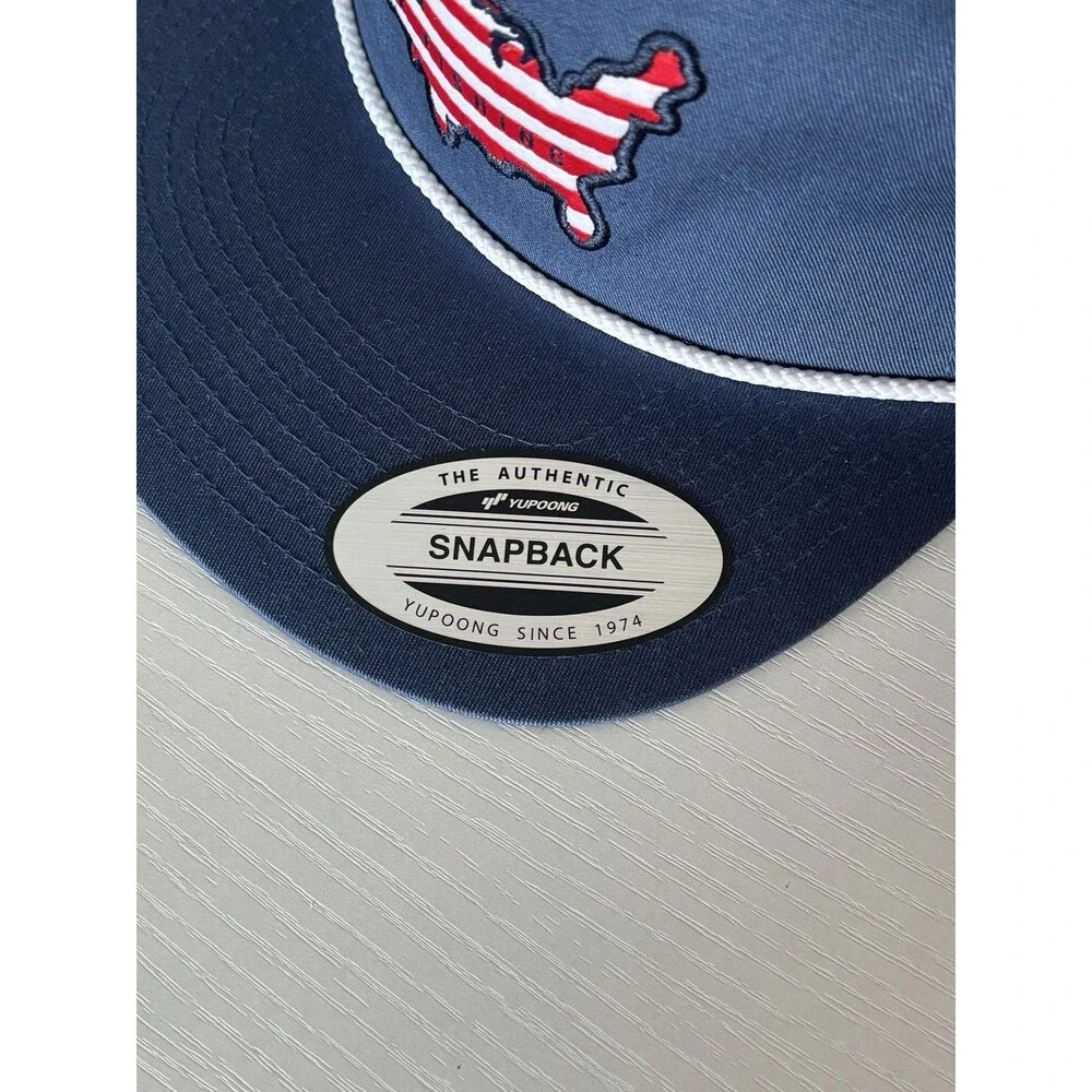 NWT HUK Fishing USA American Rope Hat Cap - Blue SnapBack